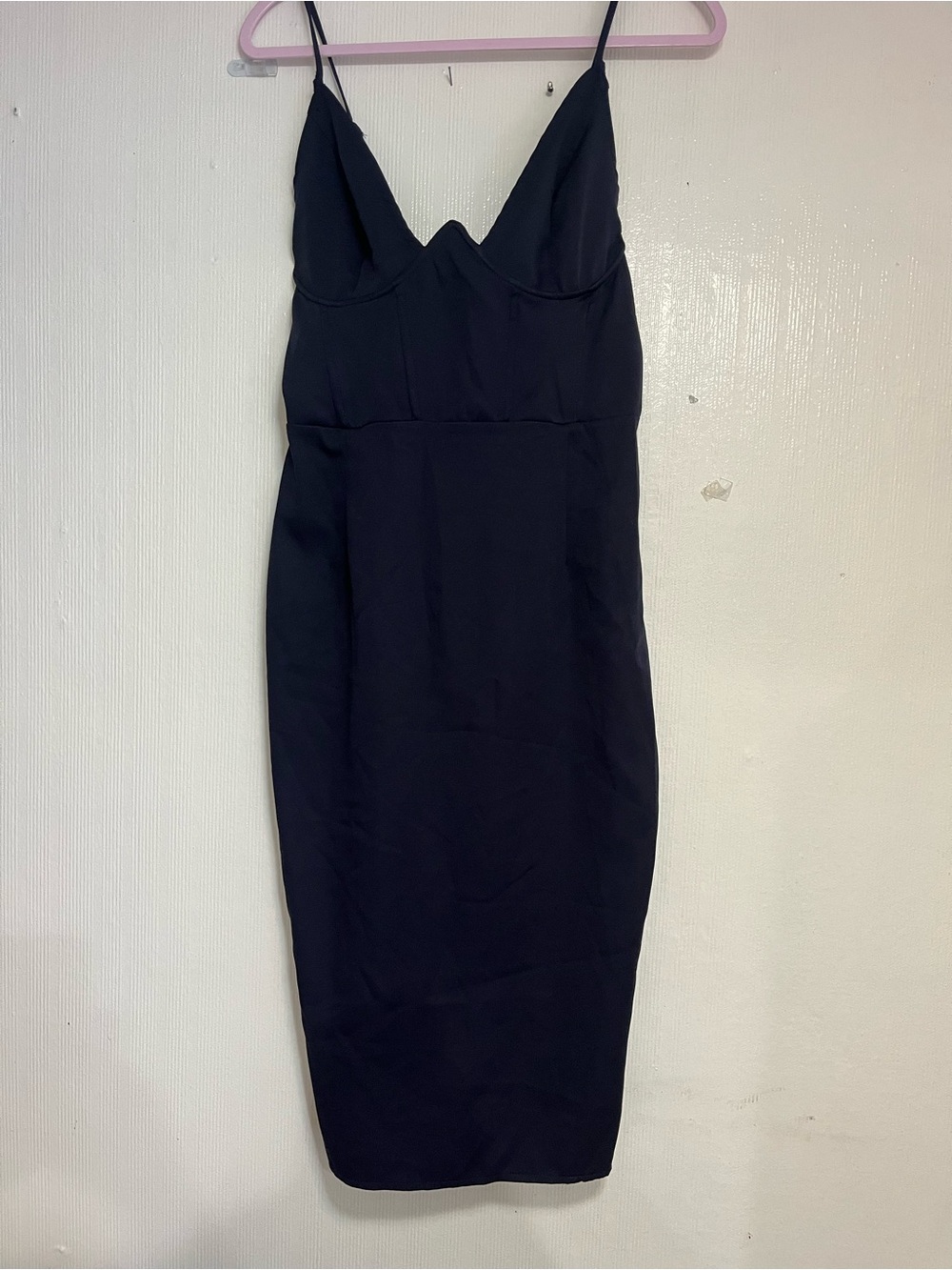 PrettyLittleThing Black Spaghetti-Strap Midi Dress Navy 8